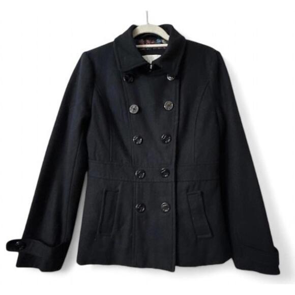 dELiA*s Jackets & Blazers - dELiA*s Black Wool Blend Peacoat M Nautical Chic Preppy Academia Urban
